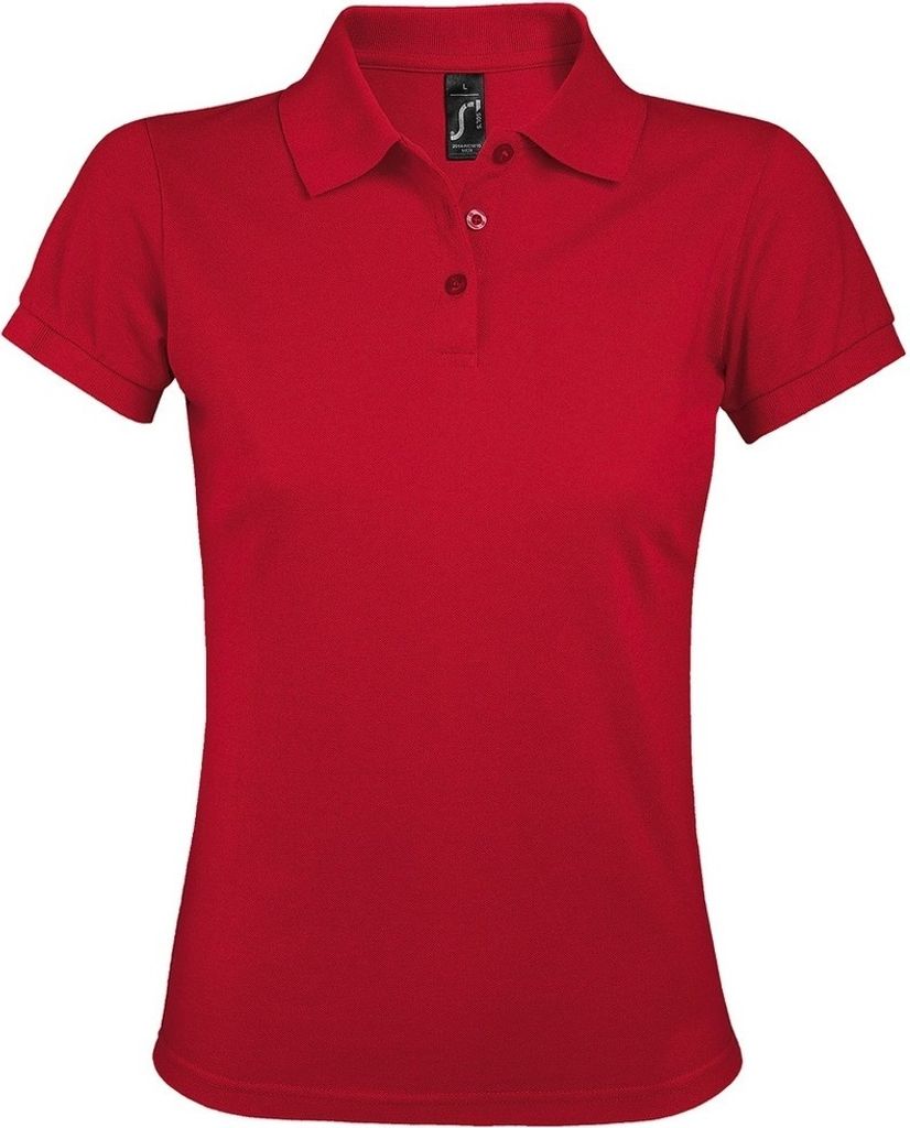 SOLS Prime Damen Pique Polo-Shirt, Kurzarm PC494 (S) (Rot)