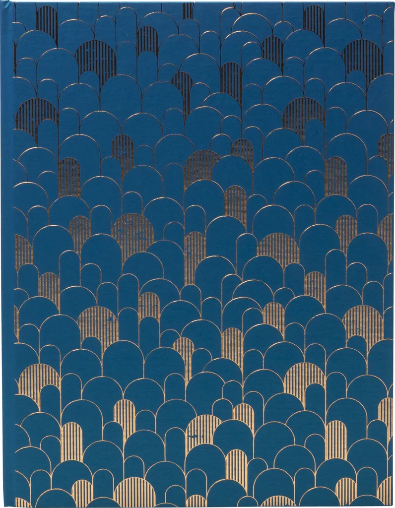 Livre d'Or Bleu de France avec Tranche Or 100 Pages Style Art Déco Chic
