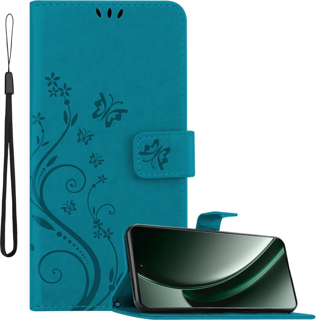 Cadorabo Cover Realme GT6 Floreale Blu - Protezione Libro con Stand