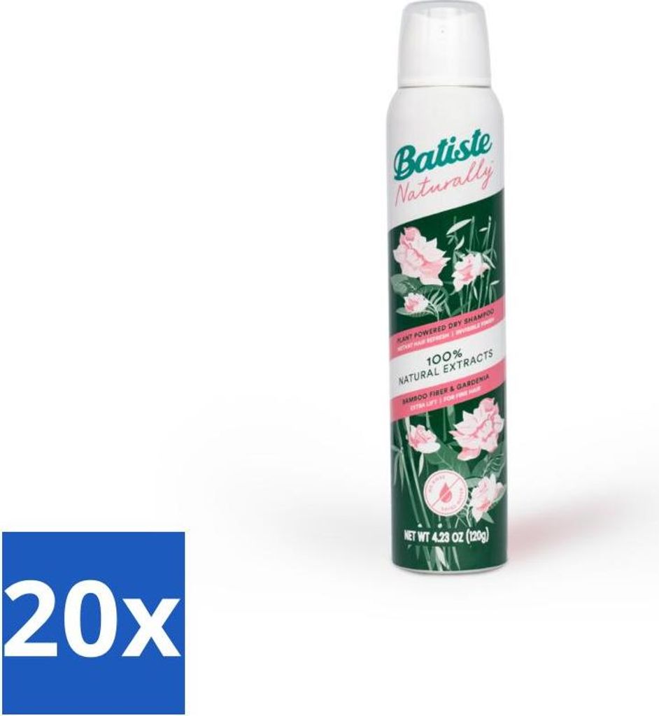 Batiste – Natürlich Bambusfaser & Gardenie – Trockenshampoo – Stärkt und erfrischt – 100 % natürlich – 200 ml - Vorteilspack - 20 Stücke