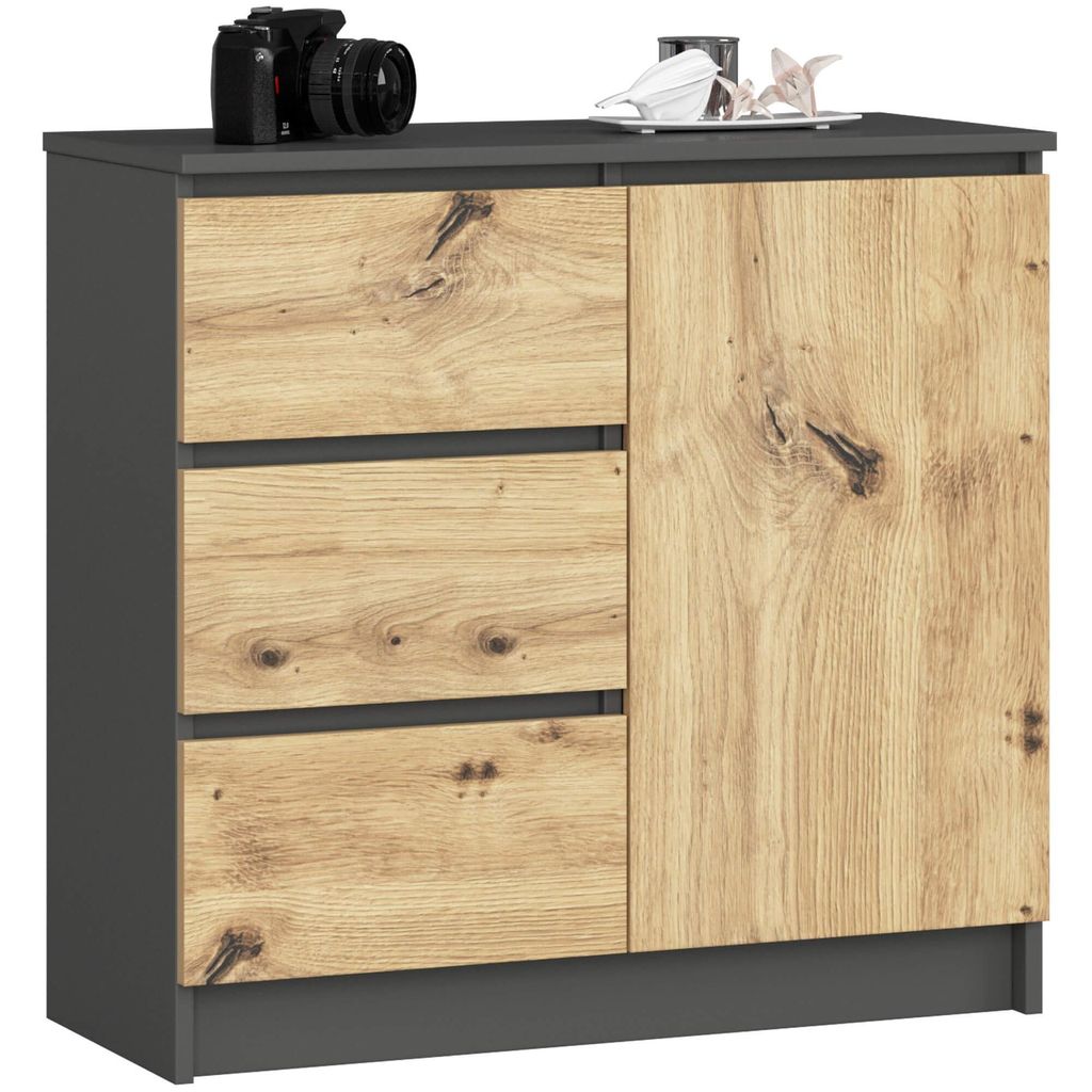 Kommode Jerry mit 3 Schubladen Schrank mit 2 Einlegeböden Produktbild 