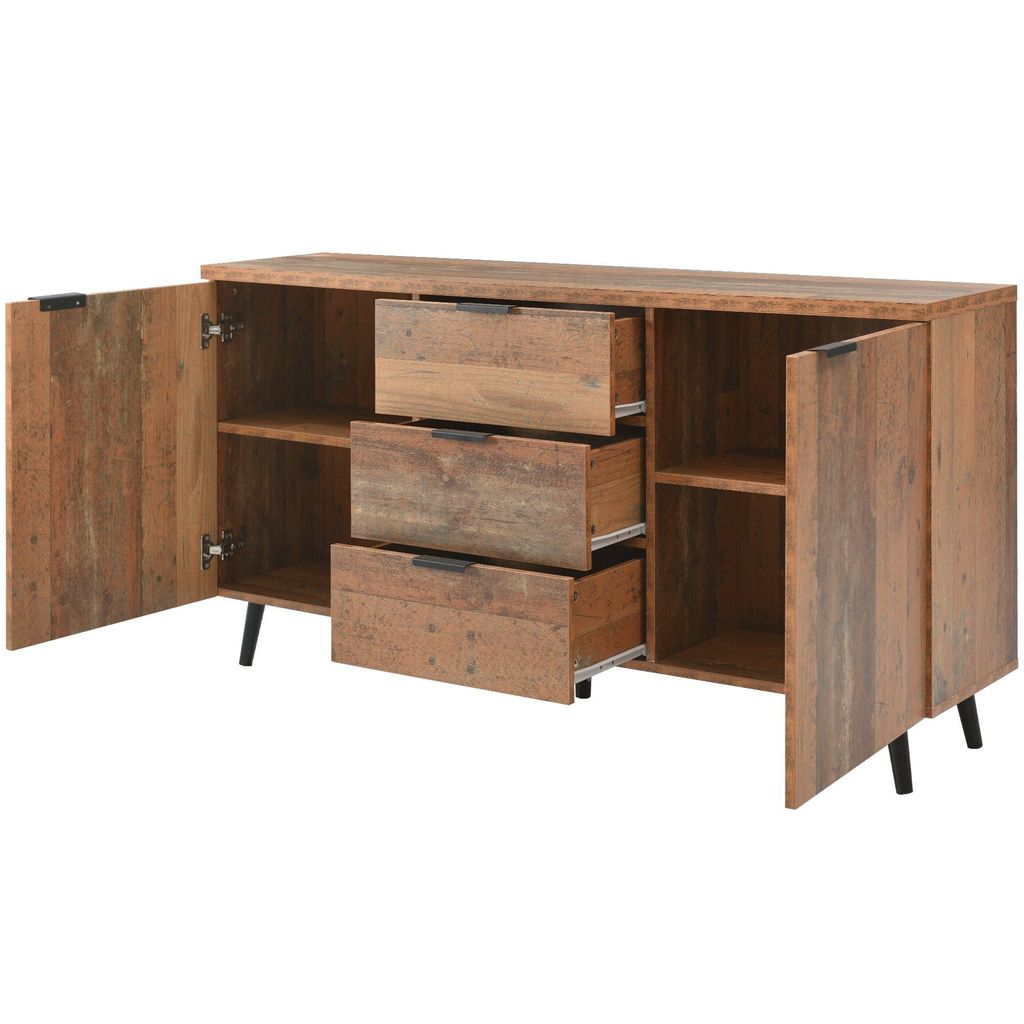 Sideboard 140x35x70cm TV-Schrank Kommode Schrank Aufbewahrungsschrank Anrichte mit verstellbaren Regalen Vintage fuer Wohnzimmer Esszimmer Schlafzi...