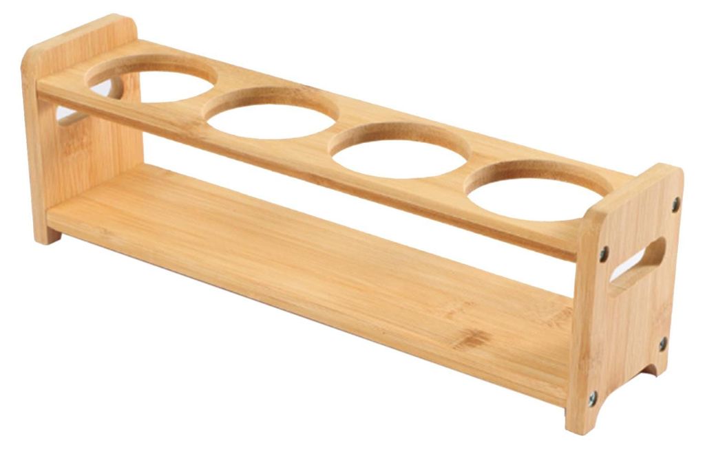 Gewürzregal aus Holz mit rutschfester Gummimatte, Olivenölspender mit 4 Fächern, Aufbewahrungsregal für Ölflaschen für Küchenschränke (rund...