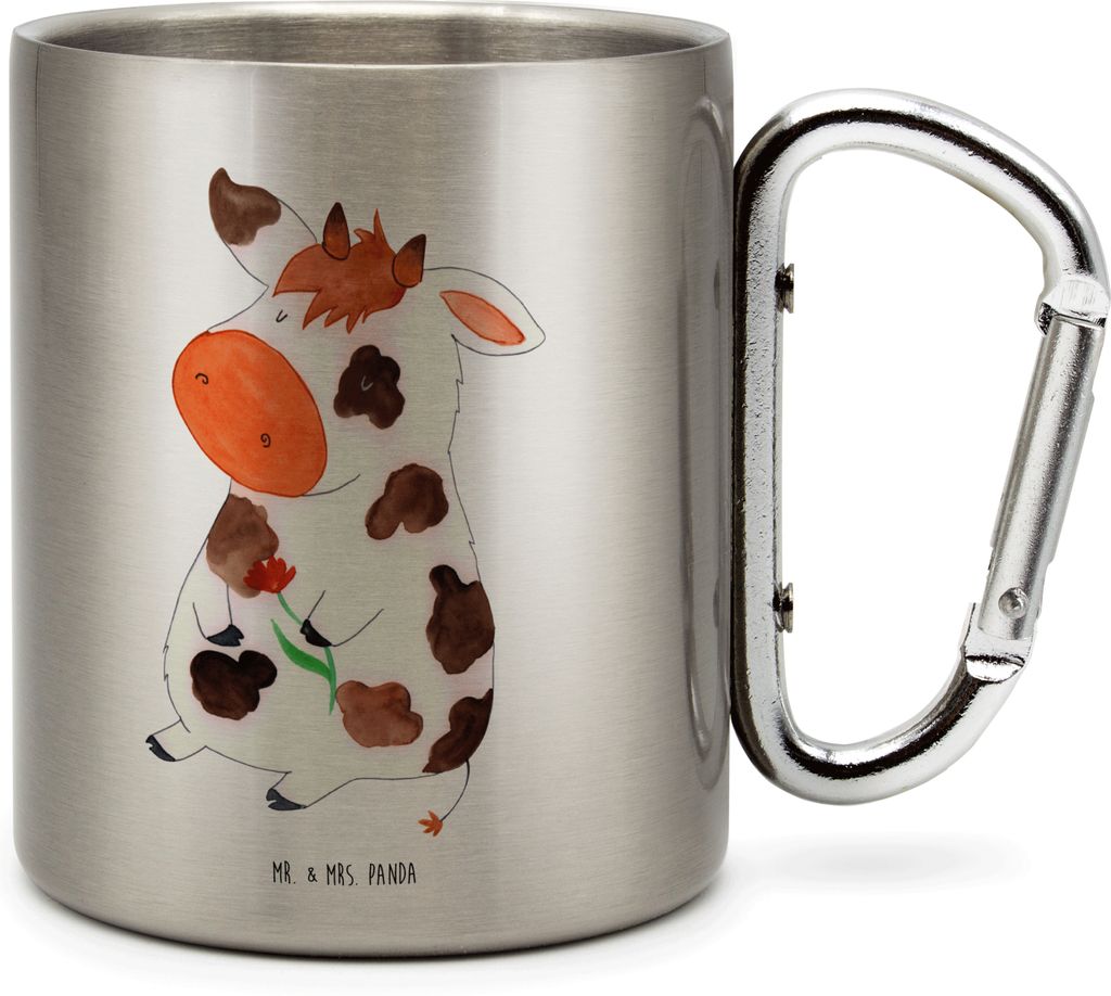 Mr. & Mrs. Panda Thermobecher Kuh - Transparent - Geschenk, Motivtion, Hof, thermotasse, Milch, Bauernhof, Edelstahlbecher, Teetasse, Spruch, Isoli...