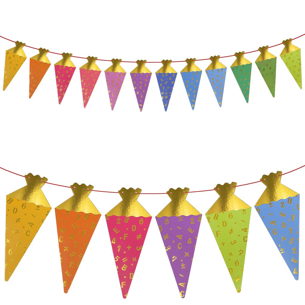 Oblique Unique Zuckertüten Girlande Schultüte Banner Hänge Produktbild 
