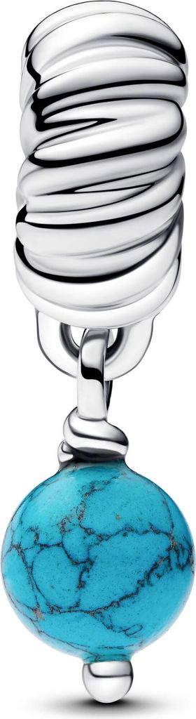 PANDORA Charm-Anhänger aus 925er Silber mit Türkis, Moments