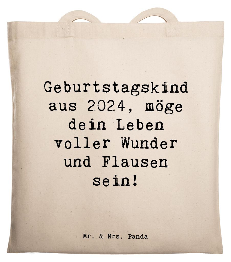 Mr. & Mrs. Panda Tote Bag Spruch 2024 Geburtstag - Transparent - Geschenk, Beutel, Einkaufstasche, Shopping Tasche, magische Momente, Alter, besond...