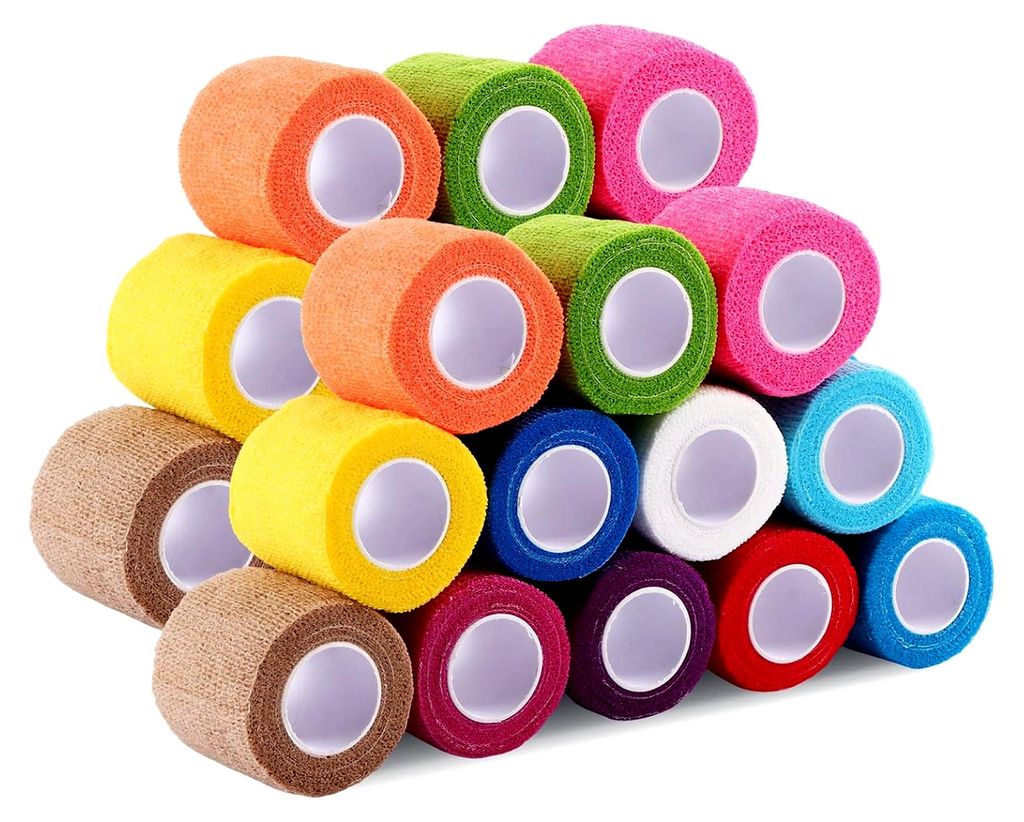 24 Rollen Selbstklebender Verband 5cm x 4,5m, Bunte Selbstklebende Bandage (12 Farben)