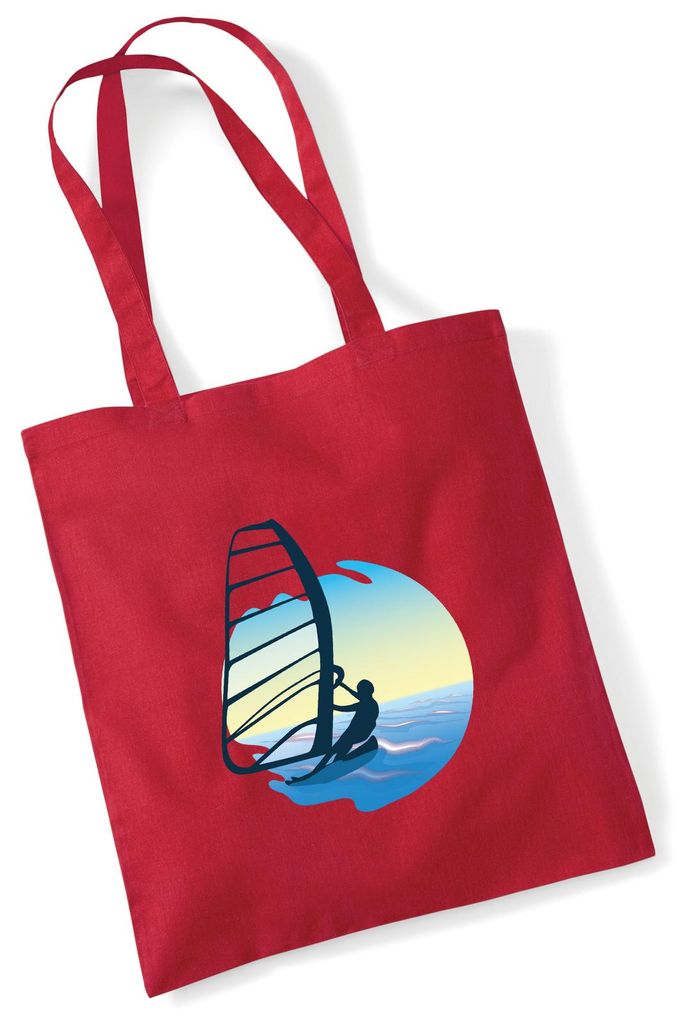 Huuraa Jutebeutel Windsurfer Surfen 10 Liter Classic Red Baumwolle Tasche Geschenkidee
