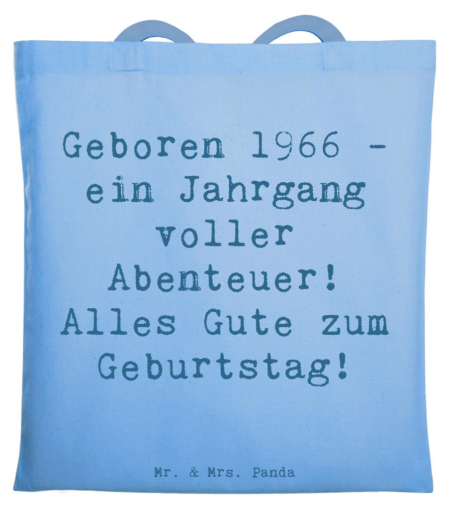 Mr. & Mrs. Panda Shopping Tasche Spruch 1966 Geburtstag Abenteuer - Sky Blue - Geschenk, Jutebeutel, Baumwolltasche, besonderer Jahrgang, Bücherta...