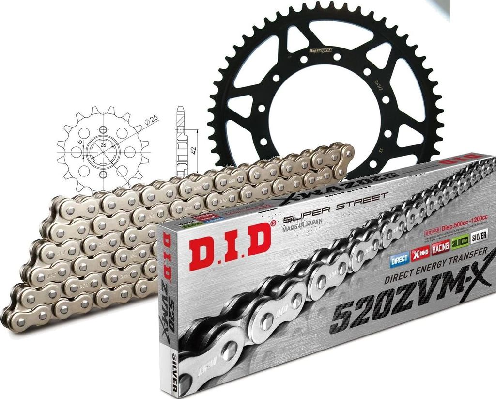 DID Kit Stahl Kompatibel mit Honda XL250 S 79-81 14-53-102 DID520ZVM-X(S&S) Niet