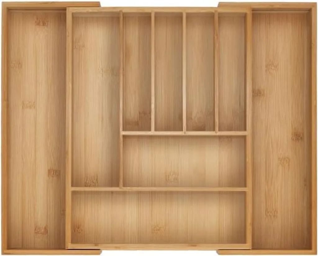 Vassoio Portaposate Regolabile in Bambù Naturale | Organizer Cassetti Cucina