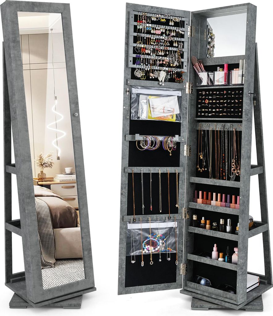 COSTWAY Armoire à bijoux, armoire à glace avec miroir Image du produit 