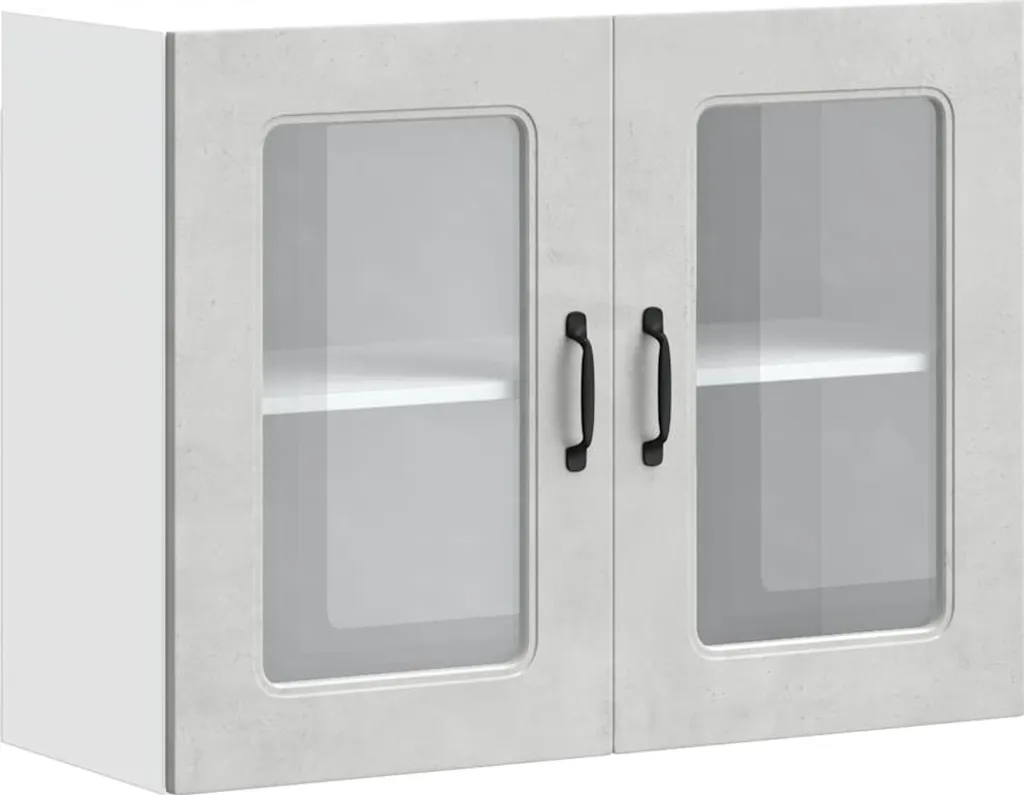 vidaXL Pensile da cucina con anta in vetro Kalmar cemento grigio materiale legno
