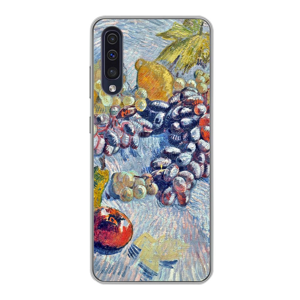 MuchoWow Handyhülle Schutzhülle Hülle für Samsung Galaxy A30s Weintrauben, Zitronen, Birnen und Äpfel - Vincent van Gogh Silikon Softcase Ha...