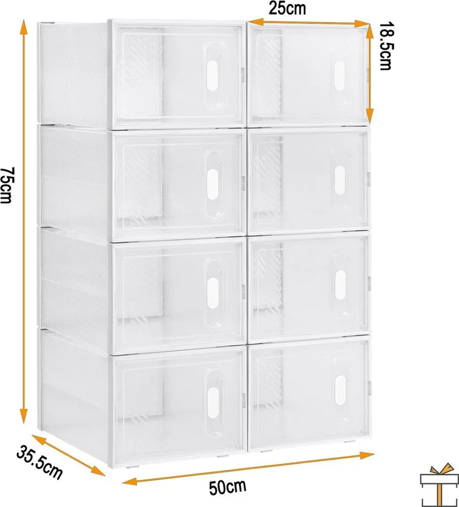 Rangement chaussures empilable moderne - Boîte transparente - 8 pcs - 4