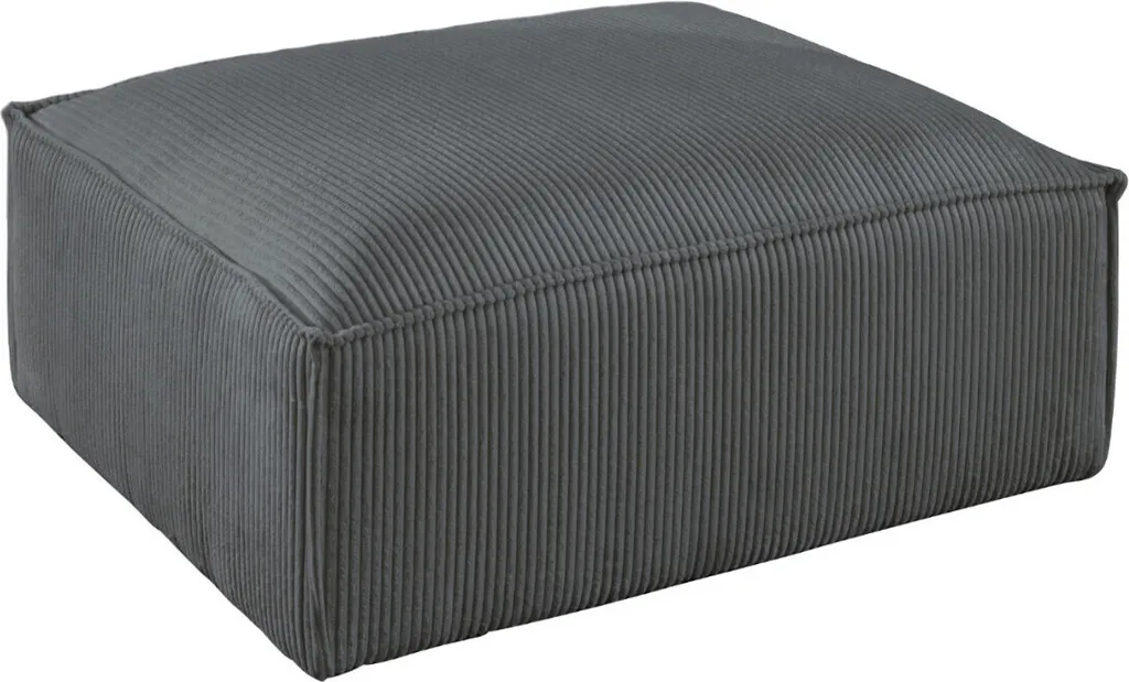 Pouf Repose-Pieds Velours Côtelé Gris - Idéal pour Salon et Chambre
