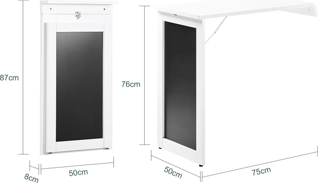 Tavolo da Pranzo Pieghevole SoBuy FWT20-W 50x75cm Bianco Lavagna - 4