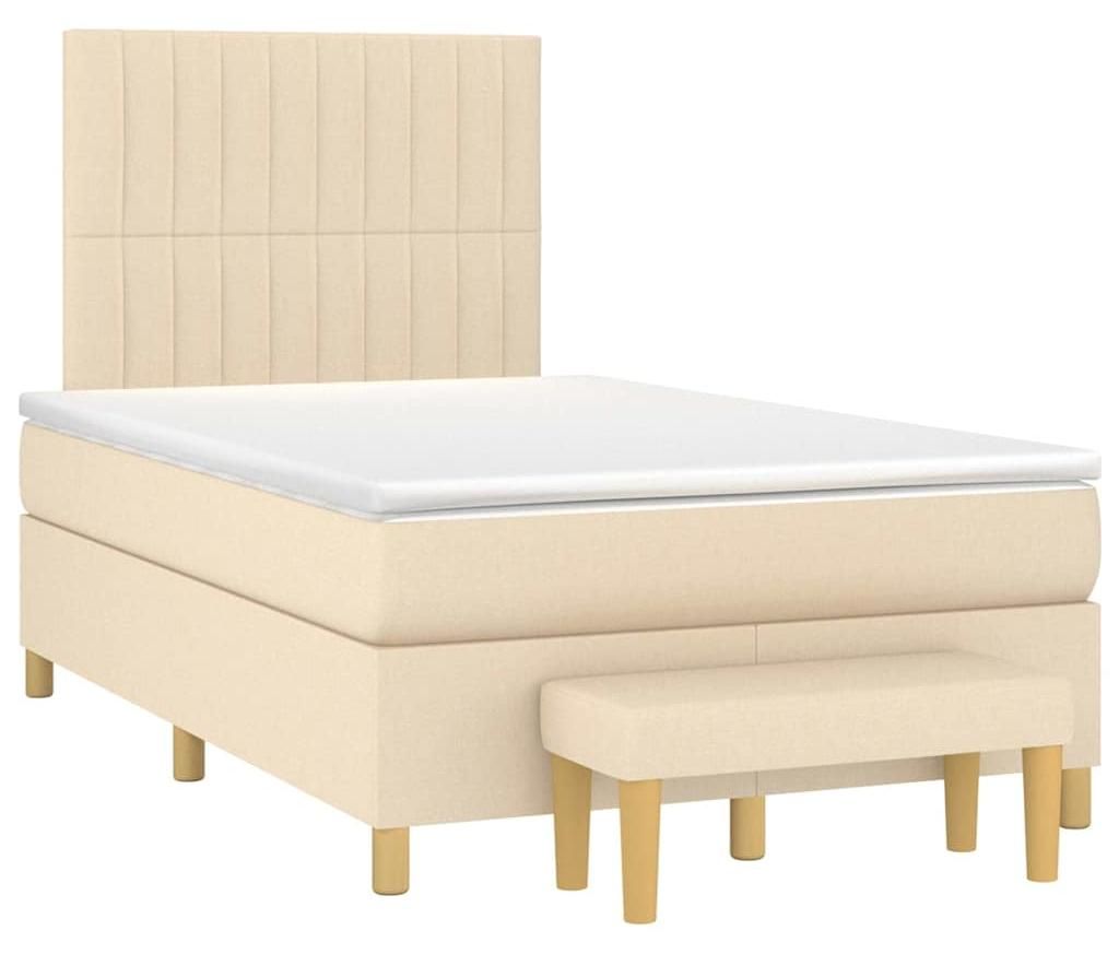 vidaXL Boxspringbett mit Matratze Creme 120x190 cm Stoff