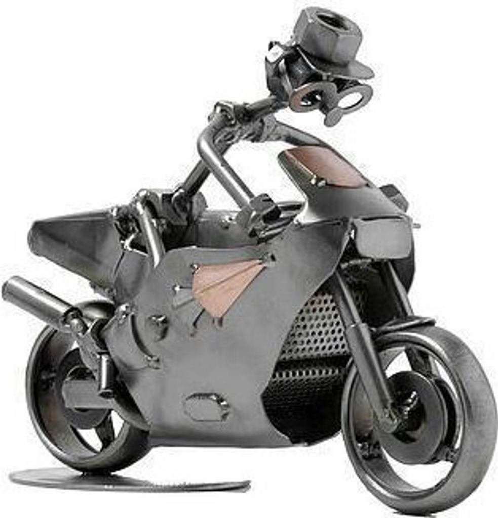 Schraubenmännchen Motorradfahrer auf Rennmotorrad