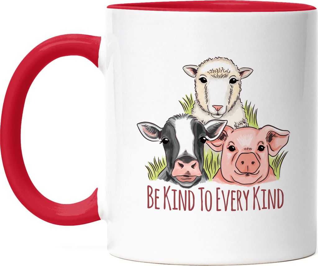 Be Kind To Every Kind Tasse Rot Vegan Vegetarier Plant-Based Geschenkidee Tierwohl Tierleid
