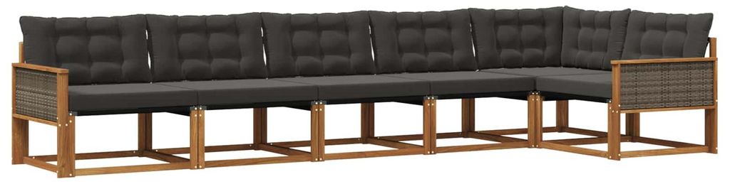 “2026 Modern“ Braun Outdoor-Sofagarnitur mit Kissen 6 pcs Natürlich und Schwarz - Designermöbel 60883 - Gartensofas