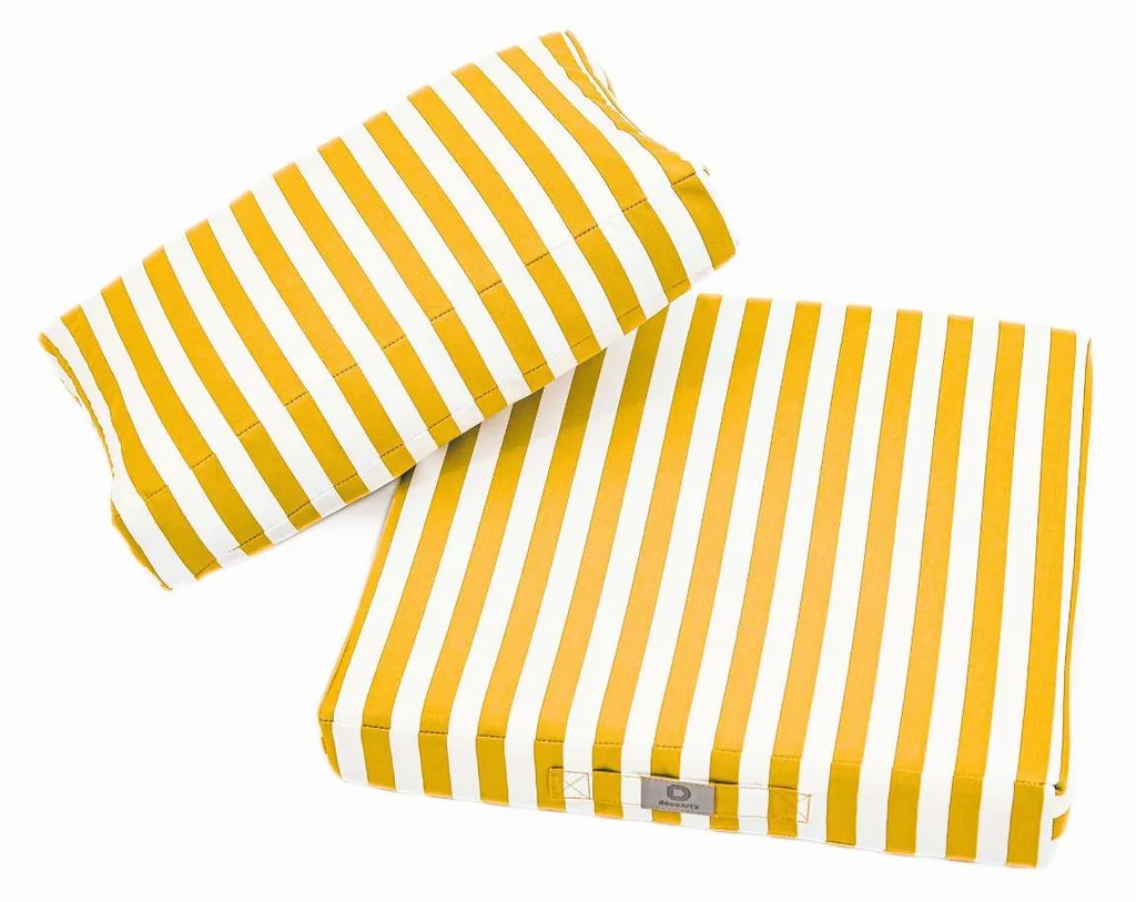 Coussin de jardin déhoussable 50x50cm rayé jaune : confort lavable - 3