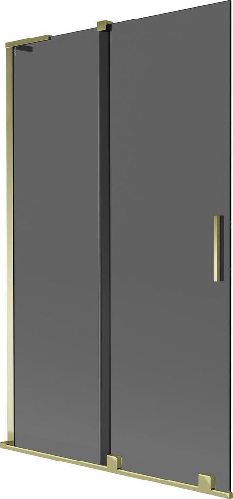 Mexen Velar L Badewannenwand 2-flügelig verschiebbar 110 x 150 cm, grafit, gold - 896-110-003-41-50