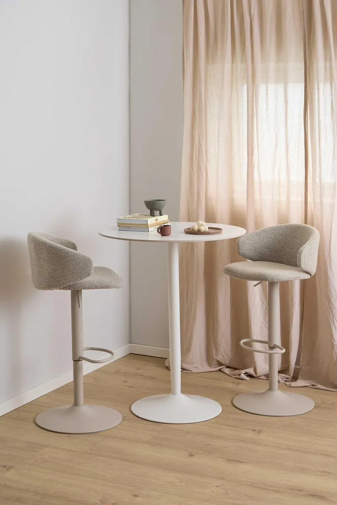 Table haute Malta blanc laqué avec repose-pieds intégré pour studio - 8