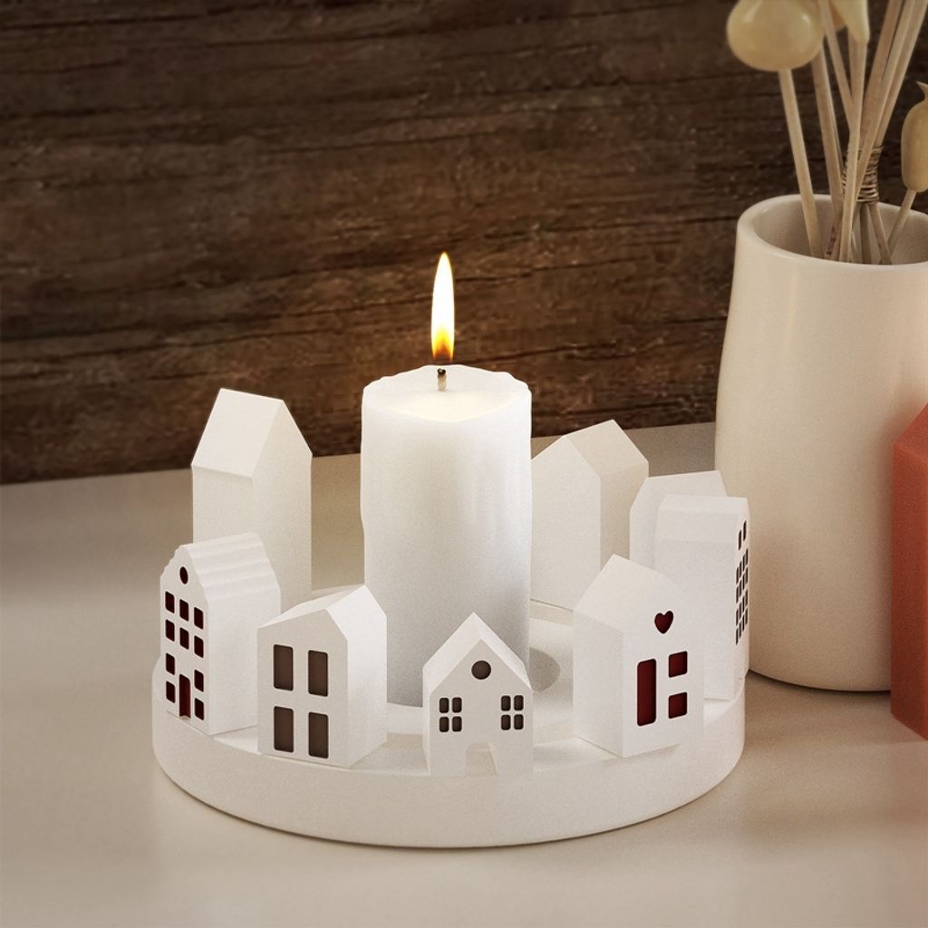 Produktbild von JAMSSOW Silikonformen Gießformen Häuser, 4 Pcs Mini Silikonform, Weihnachten Haus Kerzenform, DIY Gießform