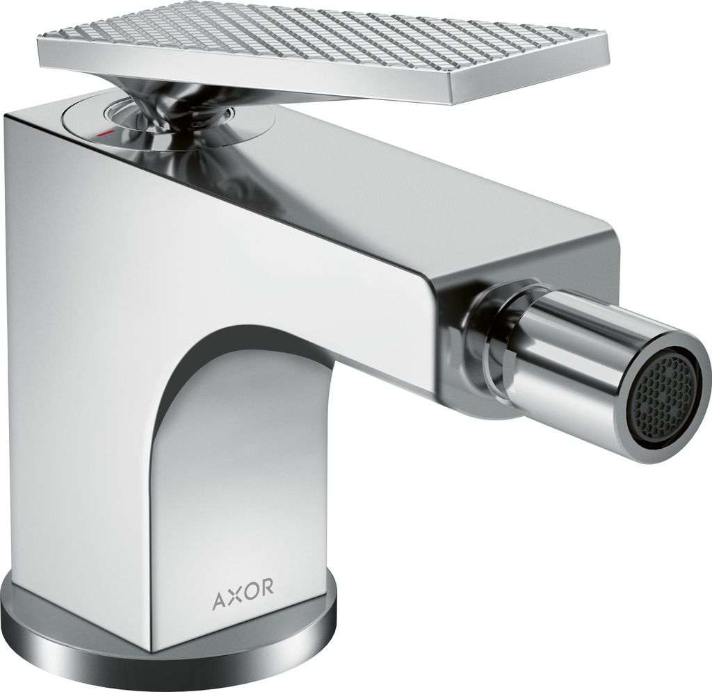 hansgrohe AXOR Citterio Bidetmischer, Rautenschliff, Zugstangen-Ablaufgarnitur, Ausladung 112mm, 39201000