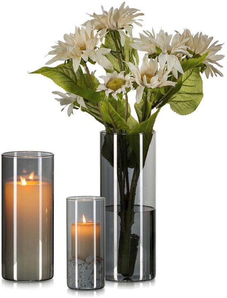 Schwarze Glasvase Dekoration für Apartment, 3er Set, groß, modern, Tischdeko