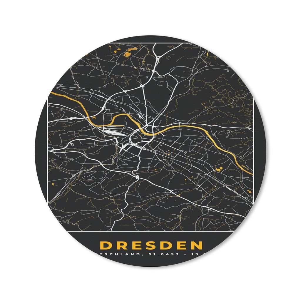 MuchoWow Mauspad Mousepad Dresden - Gold - Stadtplan - Karte - Deutschland 20x20 cm - Mousepads - Maus Mat - Pad - Mausunterlage - Schreibtischmatte