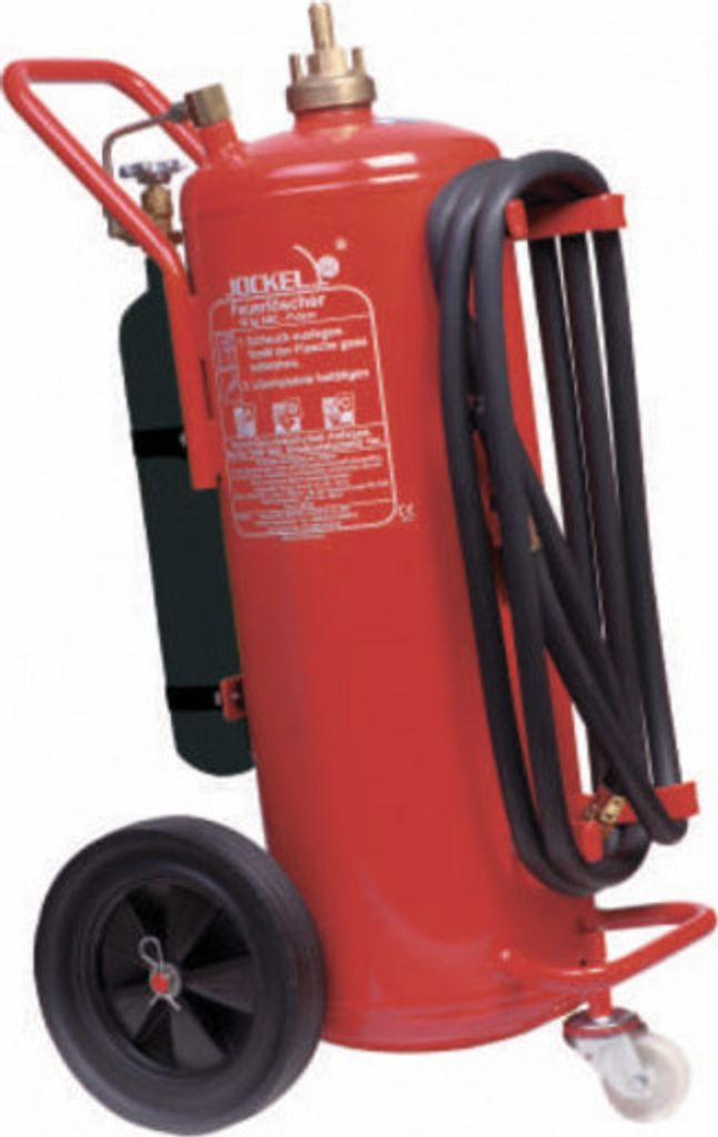 50kg Jockel ABC Pulver Auflade Feuerlöscher fahrbar Löschwagen P50J DIN1866