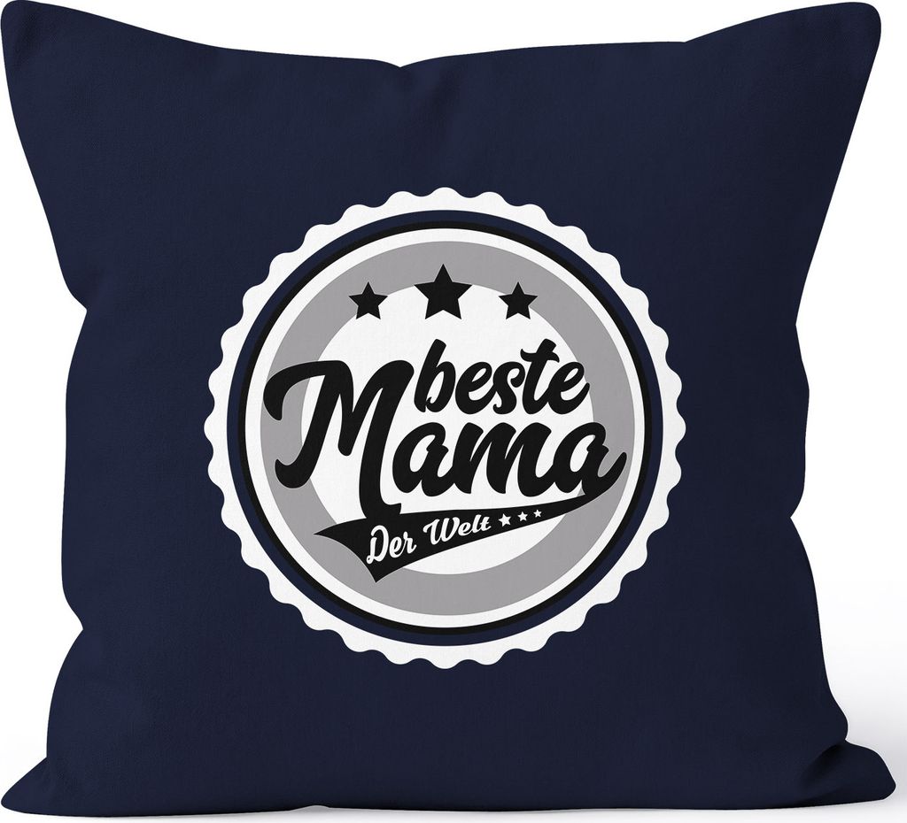 Kissenbezug beste Mama der Welt Geschenk für Mutter Muttertag 40x40 Baumwolle MoonWorks navy unisize