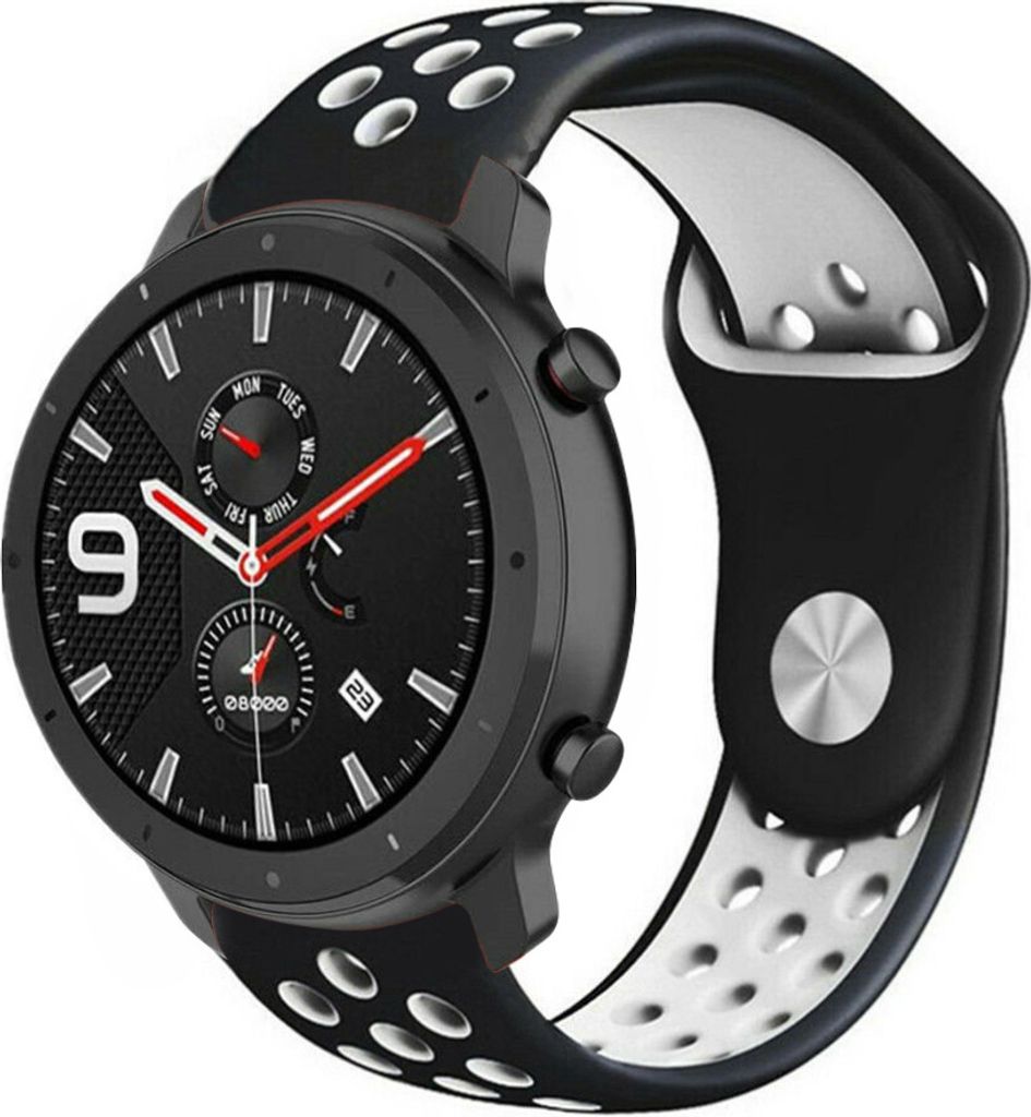 Strap-it Xiaomi Amazfit GTR Sportarmband (Schwarz/Weiß)