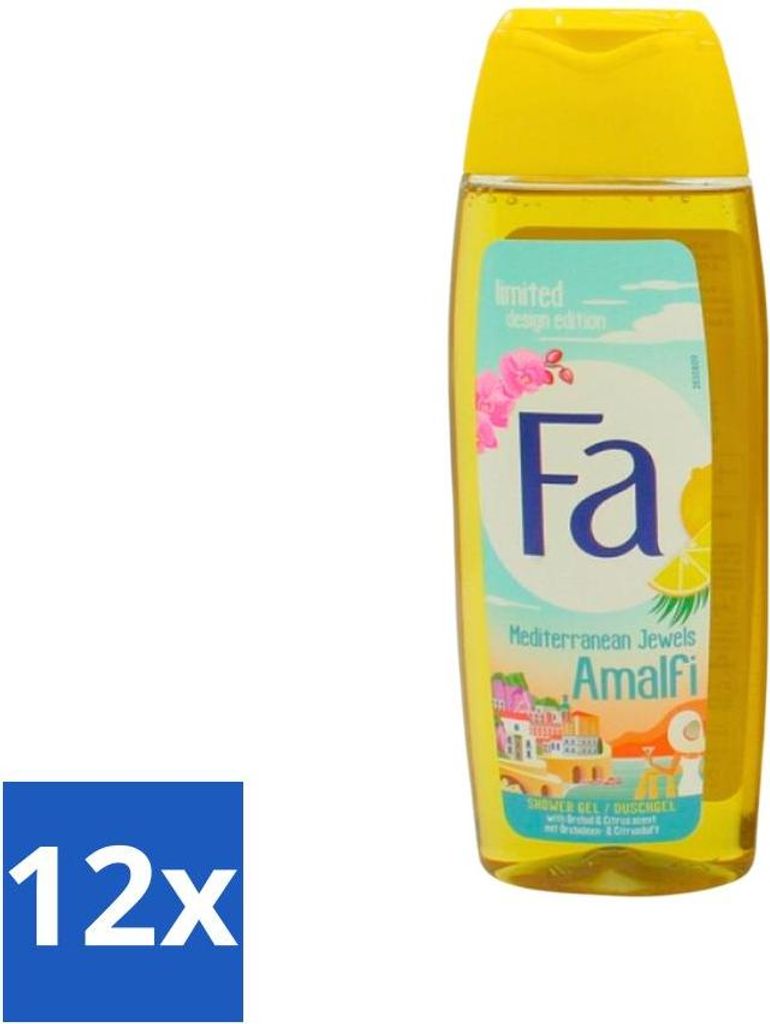 Fa - Duschgel - Mediterranean Jewels Amalfi - Orchidee & Zitrus - Frischer & tropischer Duft - Erfrischend - 250 ml - Vorteilspack - 12 Stücke