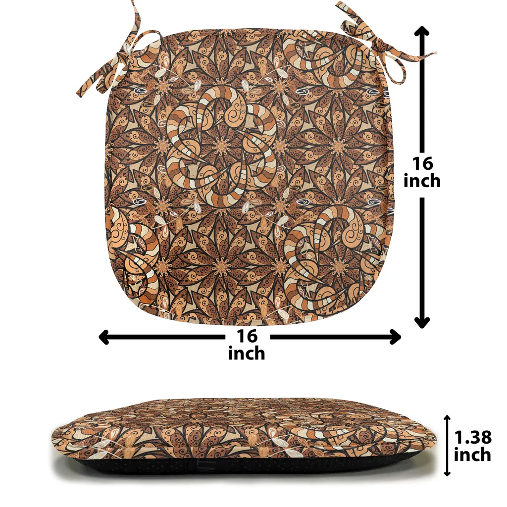 ABAKUHAUS imbottitura asiatica per sedie da sala da pranzo, spirali floreali, cuscino decorativo impermeabile con cinturini per sedie da cucina, 40 cm x 40 cm - confezione da 12, marrone chiaro, marrone chiaro, beige - 3