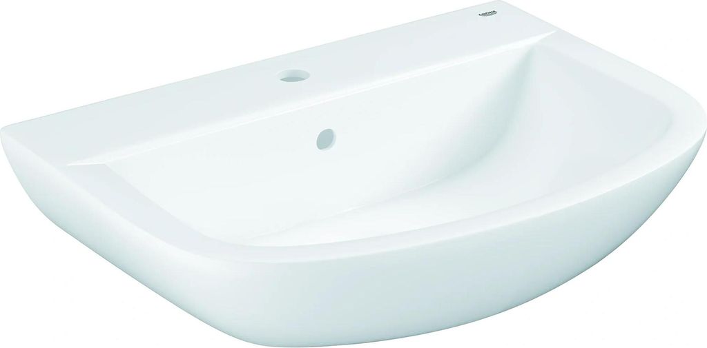 A white ceramic sink is shown from a diagonal angle against a white background.