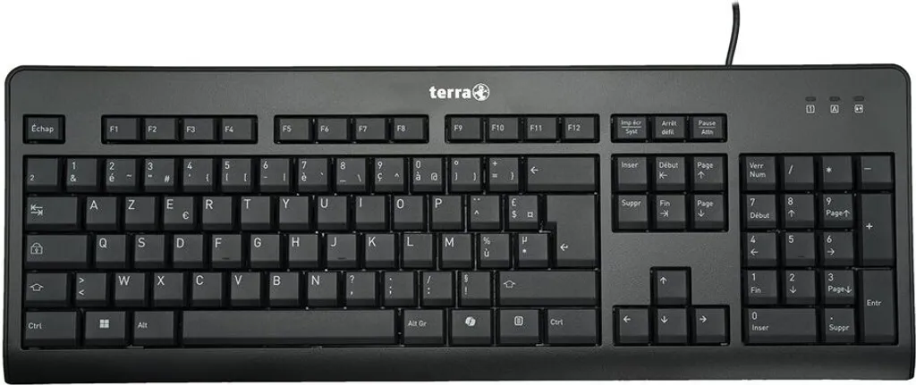 Terra 1500 Clavier Office USB Noir AZERTY avec Touches Silencieuses