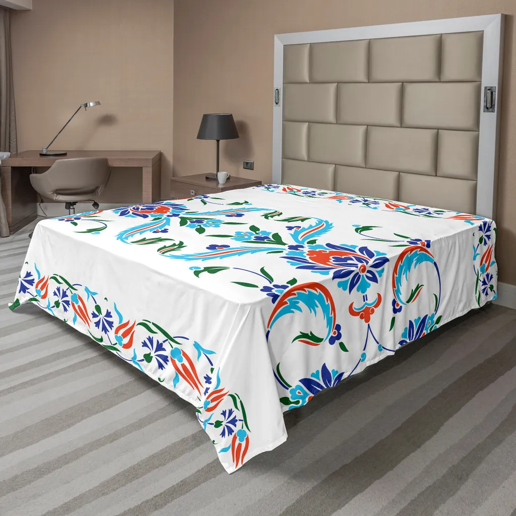 Lenzuolo Decorativo ABAKUHAUS Etnico Ottomano Blu Rosso 244x205