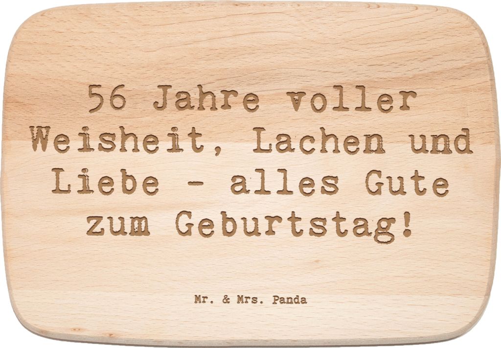 Mr. & Mrs. Panda Holzschneidebrett Spruch 56. Geburtstag - Transparent - Geschenk, Liebe, Holzbrettchen, Holzbrett, besonderer Anlass, Zeit für Er...