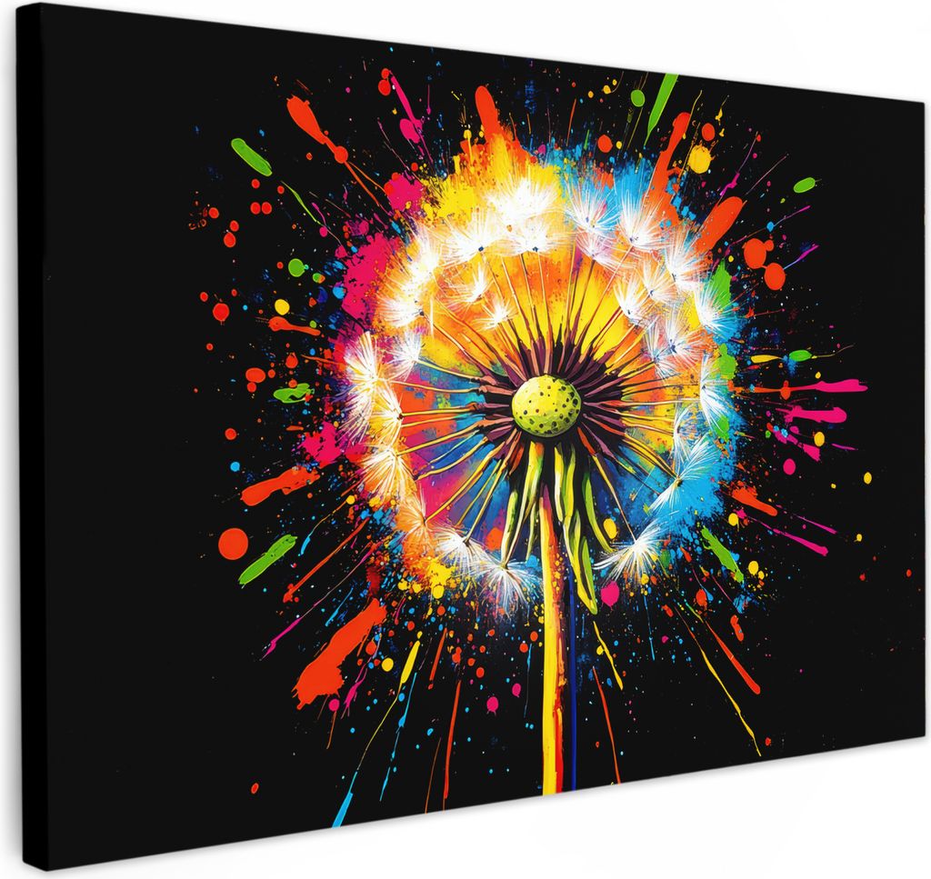 Leinwand Bilder 120x80 cm - Graffiti - Löwenzahn, Wandbilder, Wanddeko Wohnzimmer, Bild