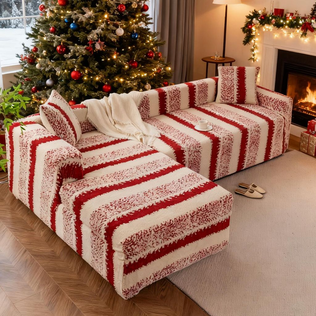 L Form Sofabezug,Stretch dickem Samt Couchbezug 3 Sitzer+3 Sitzer Ecksofa Hussen,Rutschfester weicher Fleece Sofa überwurfdecke,Plüsch Fuzzy Möb...