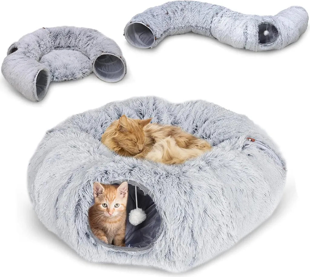 Tunnel pour chats anti-stress : fini l'ennui avec ce lit donut complet