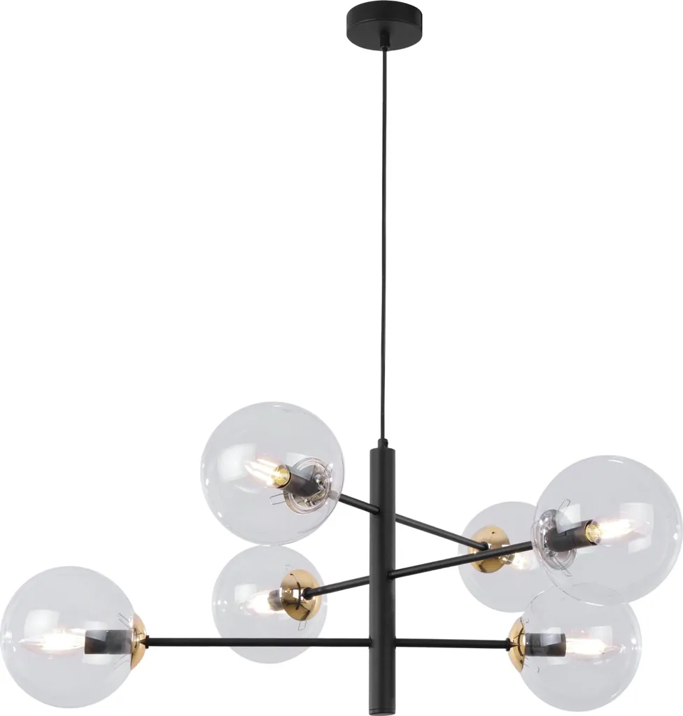 Lampadario Moderno Vicenza Nero-Oro 6 Luci E14 | Illuminazione Chic