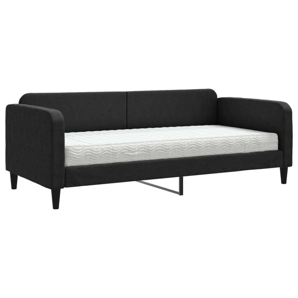 vidaXL Tagesbett mit Matratze Schwarz 90x190 cm Stoff