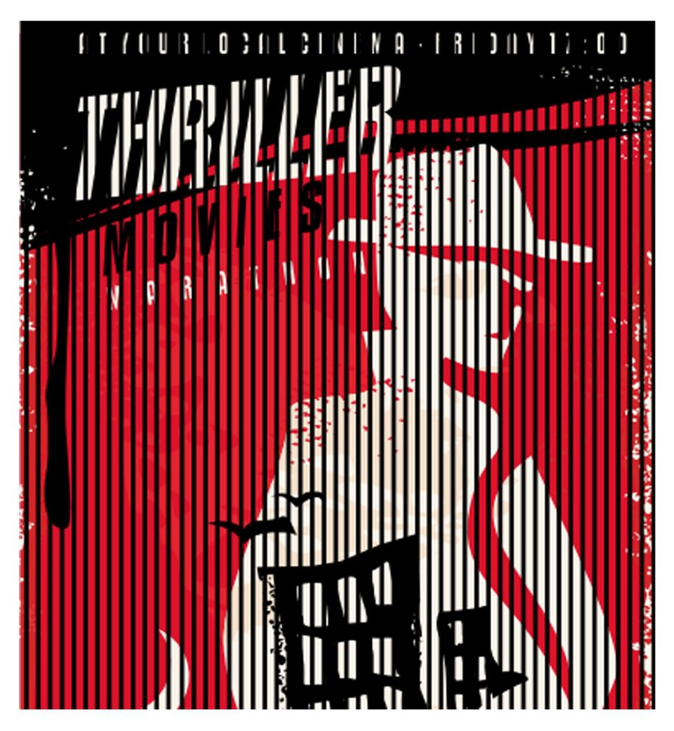 Akustikpaneele mit Digitaldruck Thriller01 19 x 2253 x 2400 mm Kunst Plakat MDF PET-Fasern Wandpaneele Rot Schwarz 4 Einzelplatten