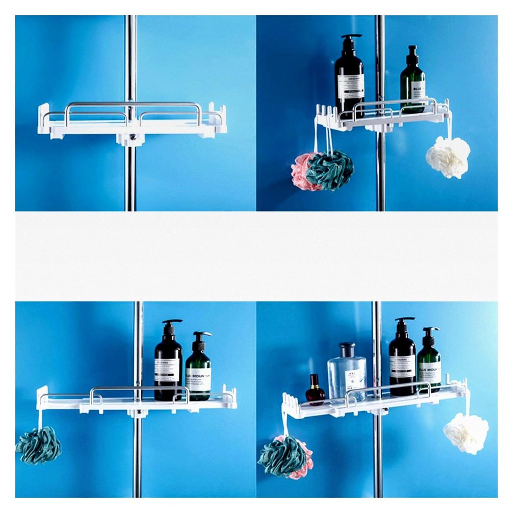 Teleskop-Duschregal für das Badezimmer, Duschablage ohne Bohren, Organizer für Shampoo und Seife mit Haken für Duschkopf, geeignet für Duschsta...