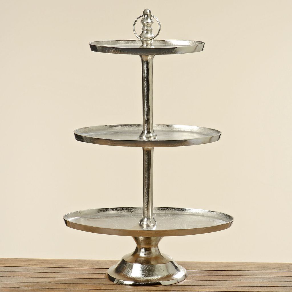Etagere Mico 3 Ebenen Aluminium H 94cm Ø 30cm silber